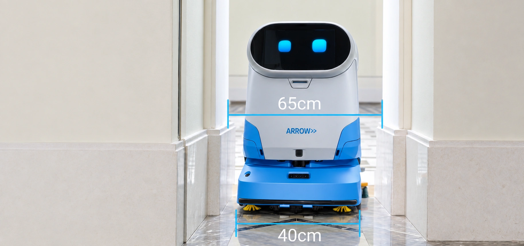 Robot Arrow: paso mínimo de 65 cm y cepillo de 40 cm